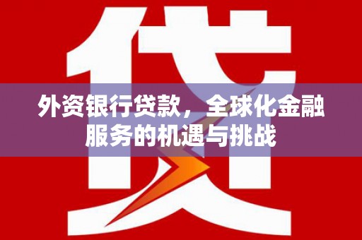 桦南外资银行贷款，全球化金融服务的机遇与挑战