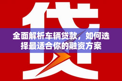桦南全面解析车辆贷款，如何选择最适合你的融资方案