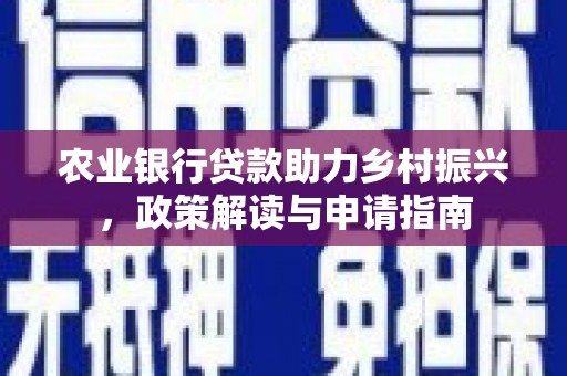 桦南农业银行贷款助力乡村振兴，政策解读与申请指南